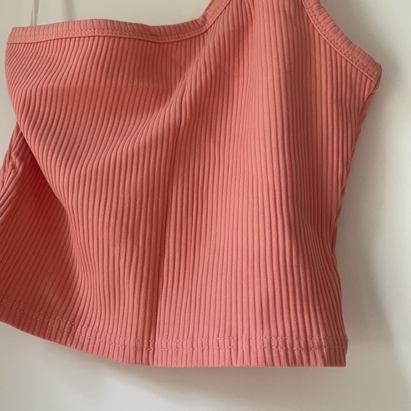 NEW ONE SHOULDER PINK CROP TANK TOP - S - Picture 9 of 9